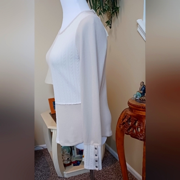 Hem & Thread Colorblock Sweater Taupe/Cream NWT  S - Picture 3 of 11